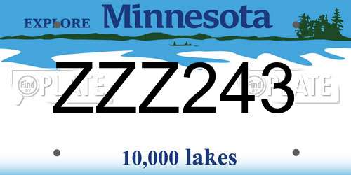 ZZZ243 Minnesota License Plate