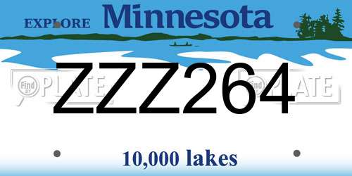 ZZZ264 Minnesota License Plate