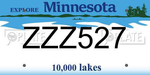 ZZZ527 Minnesota License Plate