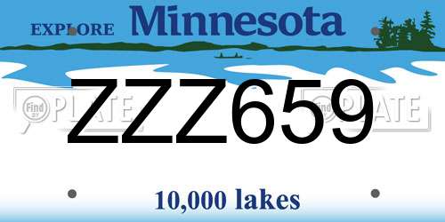 ZZZ659 Minnesota License Plate