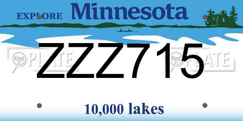 ZZZ715 Minnesota License Plate