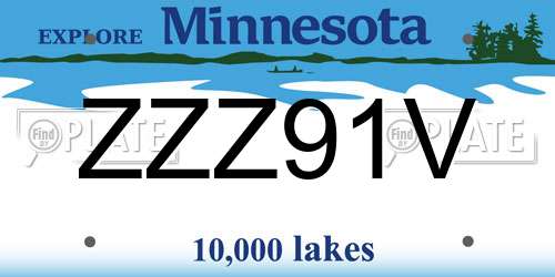ZZZ91V Minnesota License Plate