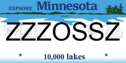 ZZZOSSZ Minnesota License Plate