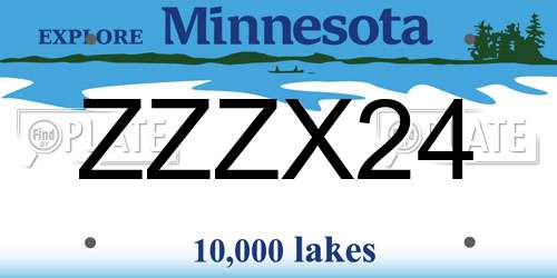 ZZZX24 Minnesota License Plate