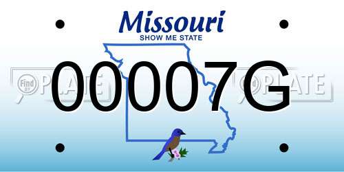00007G Missouri License Plate