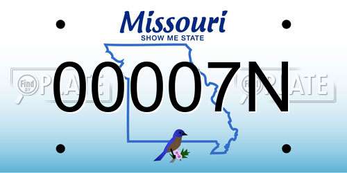 00007N Missouri License Plate