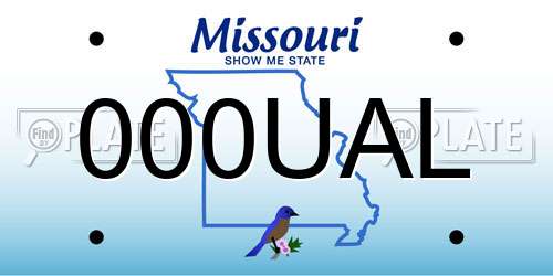 000UAL Missouri License Plate