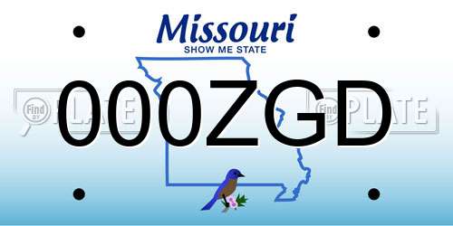 000ZGD Missouri License Plate