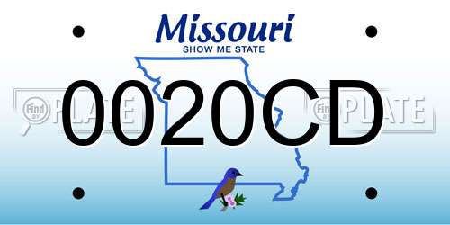 0020CD Missouri License Plate