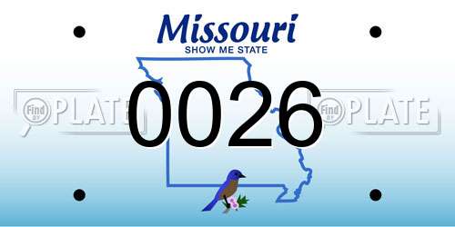 0026 Missouri License Plate