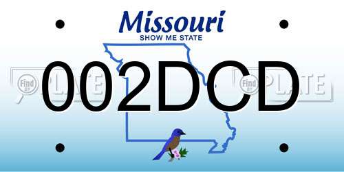 002DCD Missouri License Plate