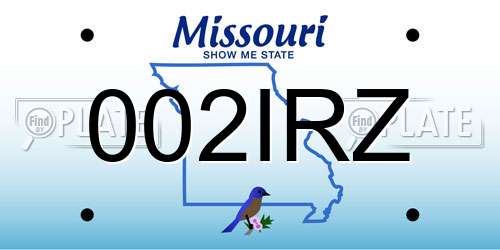 002IRZ Missouri License Plate