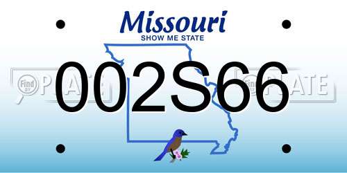 002S66 Missouri License Plate