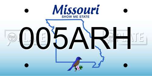 005ARH Missouri License Plate