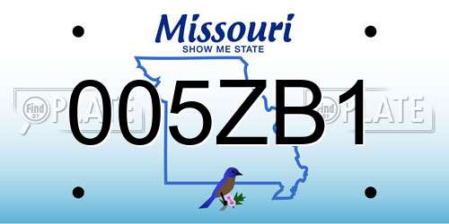 005ZB1 Missouri License Plate