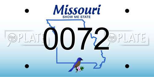 0072 Missouri License Plate
