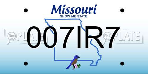 007IR7 Missouri License Plate