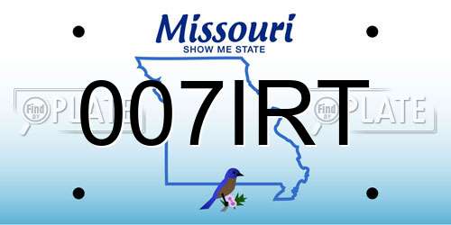 007IRT Missouri License Plate