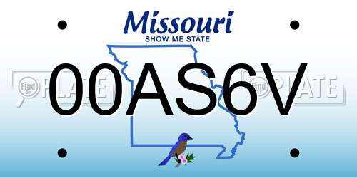00AS6V Missouri License Plate