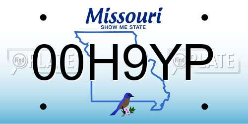 00H9YP Missouri License Plate