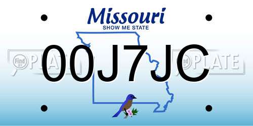 00J7JC Missouri License Plate