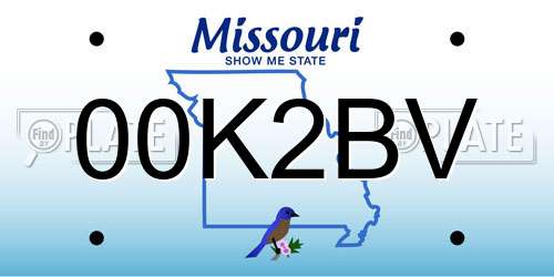 00K2BV Missouri License Plate