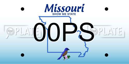 00PS Missouri License Plate