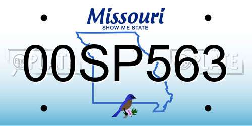 00SP563 Missouri License Plate