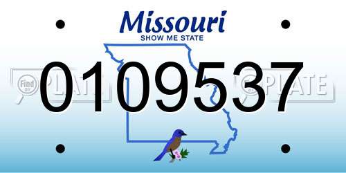 0109537 Missouri License Plate