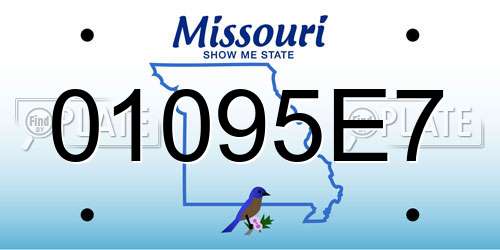 01095E7 Missouri License Plate