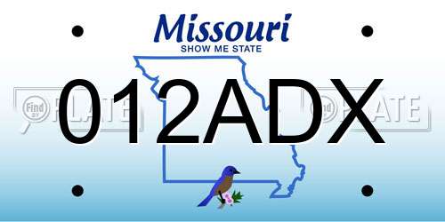 012ADX Missouri License Plate