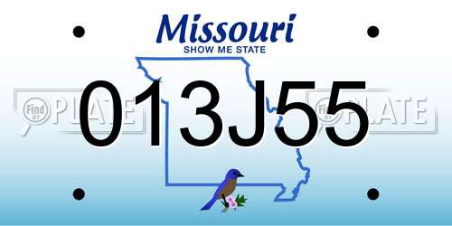 013J55 Missouri License Plate