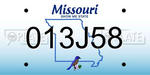 013J58 Missouri License Plate