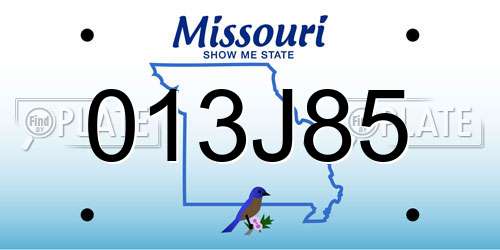 013J85 Missouri License Plate