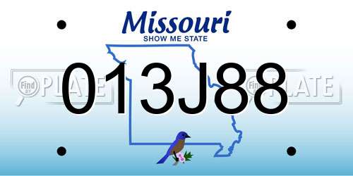 013J88 Missouri License Plate
