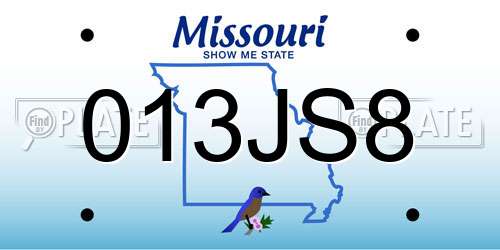 013JS8 Missouri License Plate