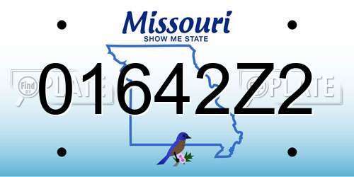 01642Z2 Missouri License Plate