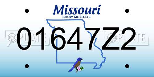 01647Z2 Missouri License Plate