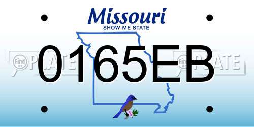 0165EB Missouri License Plate