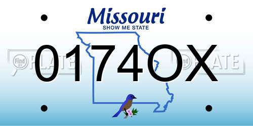 0174OX Missouri License Plate