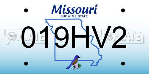 019HV2 Missouri License Plate