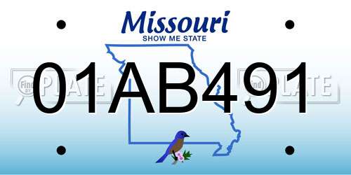 01AB491 Missouri License Plate