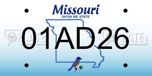 01AD26 Missouri License Plate