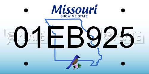 01EB925 Missouri License Plate