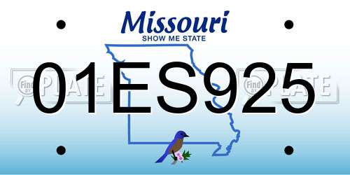 01ES925 Missouri License Plate