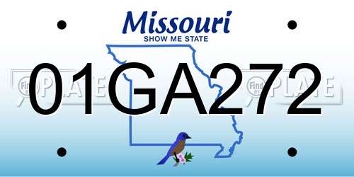 01GA272 Missouri License Plate