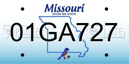 01GA727 Missouri License Plate