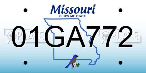 01GA772 Missouri License Plate