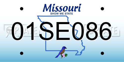 01SE086 Missouri License Plate