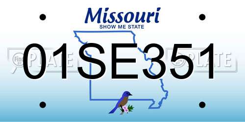 01SE351 Missouri License Plate